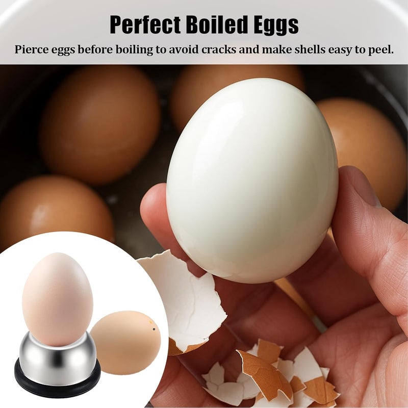 Bolsdoic Egg Piercer for Raw Eggs, Stainless Steel Needle Egg Punch Tool with Black Anti-Slip Base to Get Good Hard Boiled Eggs for Home and Commercial Kitchen Use - Image 3